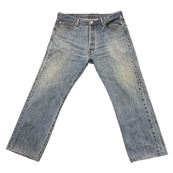 Levis 501 Jeans Denim Straight Leg Classic Fit Medium Wash W35/L30 - Picture 1 of 5